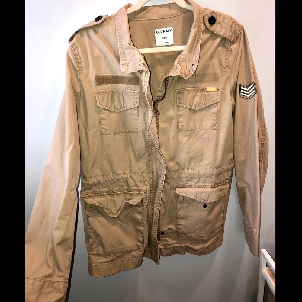 Tan Old Navy Military-Style Cargo Jacket